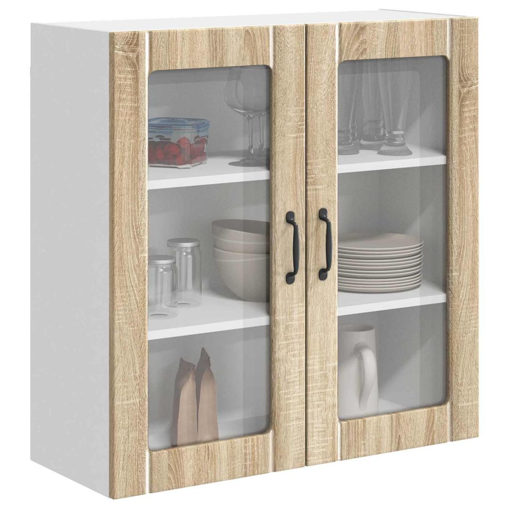 Wall Mounted Glass Cabinet LUCCA Sonoma Oak 80 x 31 x 80 cm