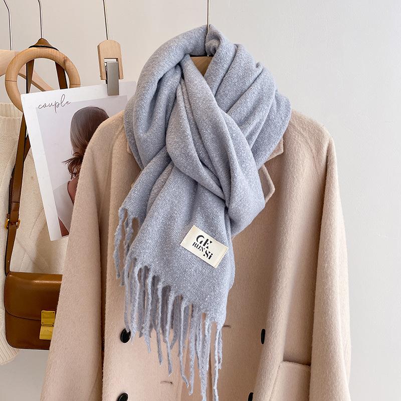 New solid color casual scarf simple fashion scarf men's and women's thickened versatile shawl