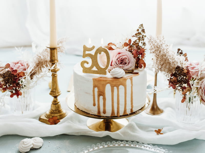 Birthday Candle Number 50 Gold Glitter