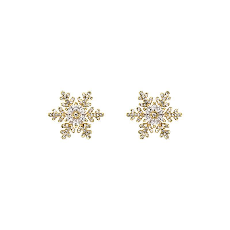 Snowflake Zircon Ear Clips, High-end Sense of Light Luxury, Unique Temperament Earrings, Fashionable and Versatile, Niche Retro Square Round Face