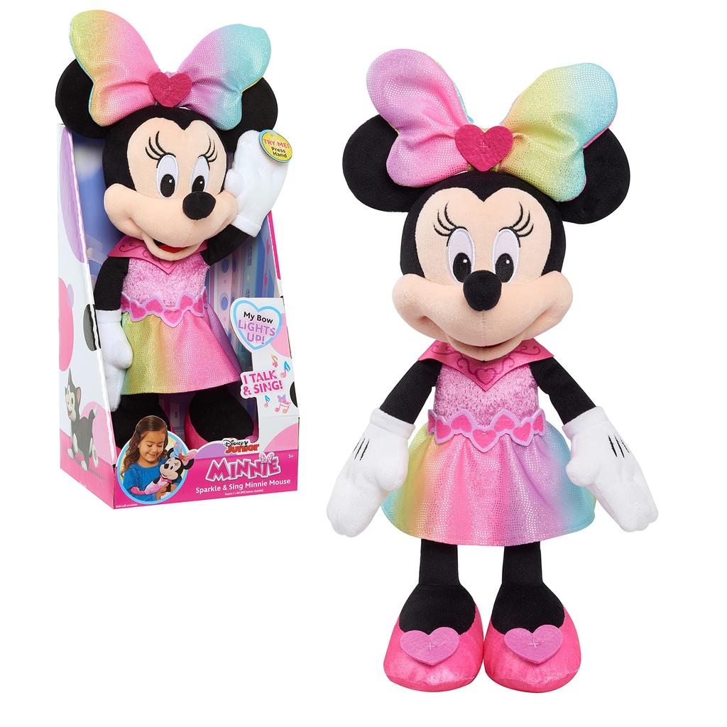 MINNIE Just Play Disney Junior Minnie Mouse Sparkle and Singing Minnie Mouse 13-inch Light and Sound Plush Toy