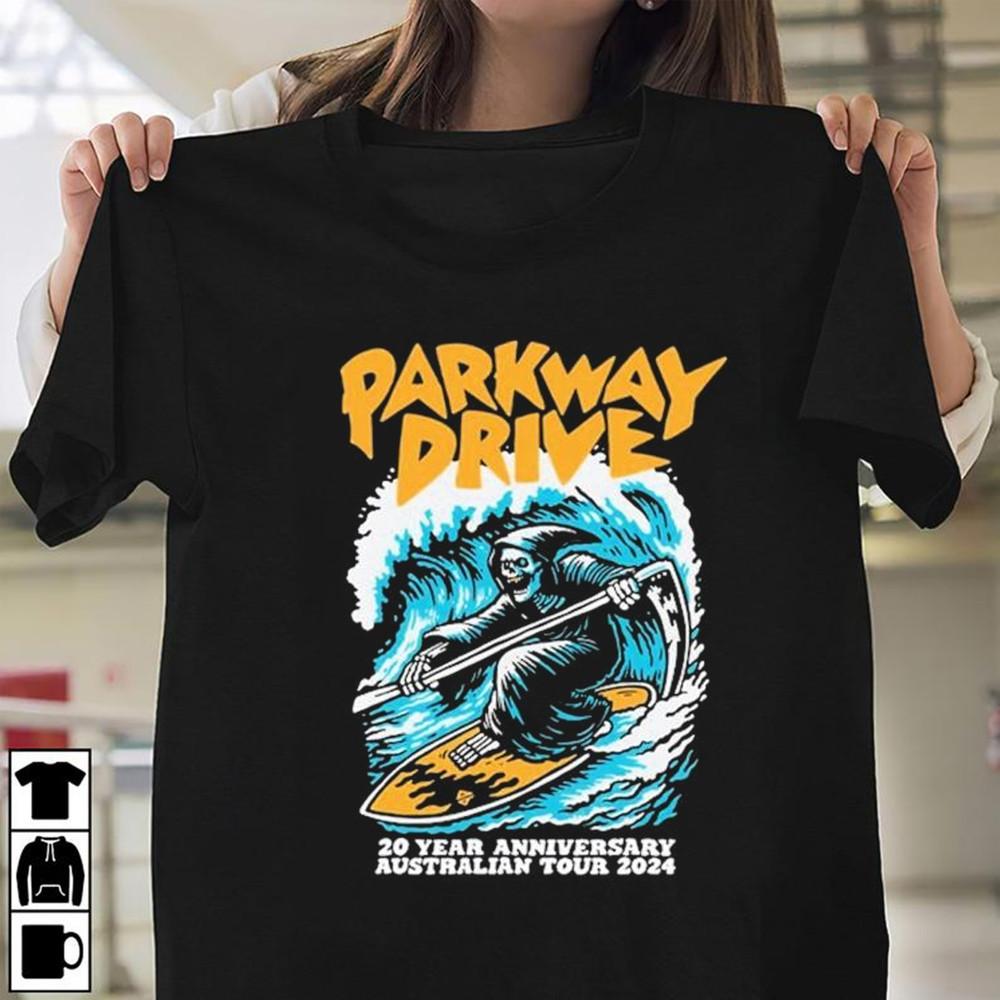 Parkway Drive Surfing Reaper 20-летний юбилей Австралийские футболки CG2350 Унисекс футболка XXXL