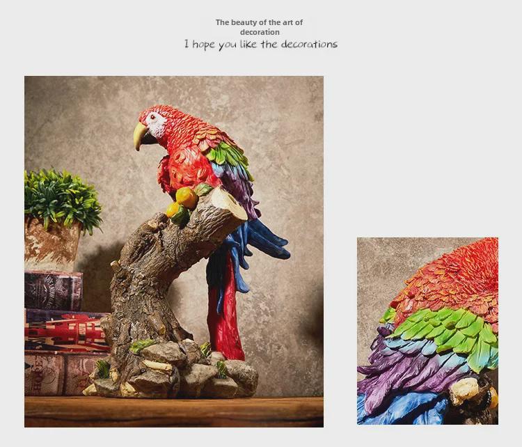 Nordic Pastoral Style Parrot Ornaments - Creative Bird Models for Living Room, Wine Cabinet, TV Stand, and Entryway Decor.
