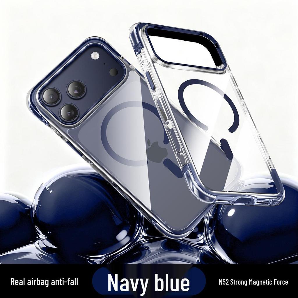 iPhone 17 Pro Max Color-Block Airbag Transparent Magnetic Case - New Anti-Fall Protective Cover