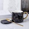 Shangqi Kreatives Schwarz-Weiß Keramik Kaffeetassen Set mit Deckel