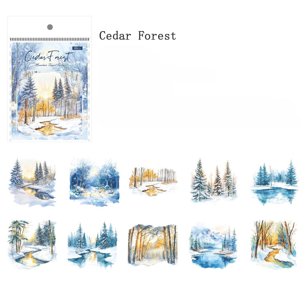 20 Stück Dekoration Retro-Landschaft Hintergrund Berg Hintergrund Scrapbooking PET-Aufkleber Reise Schreibwaren Aufkleber