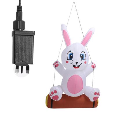 3.9ft Easter Bunny Inflatable Decoration LED Blow Up Decoration Rainproof Windproof Inflatable Yard