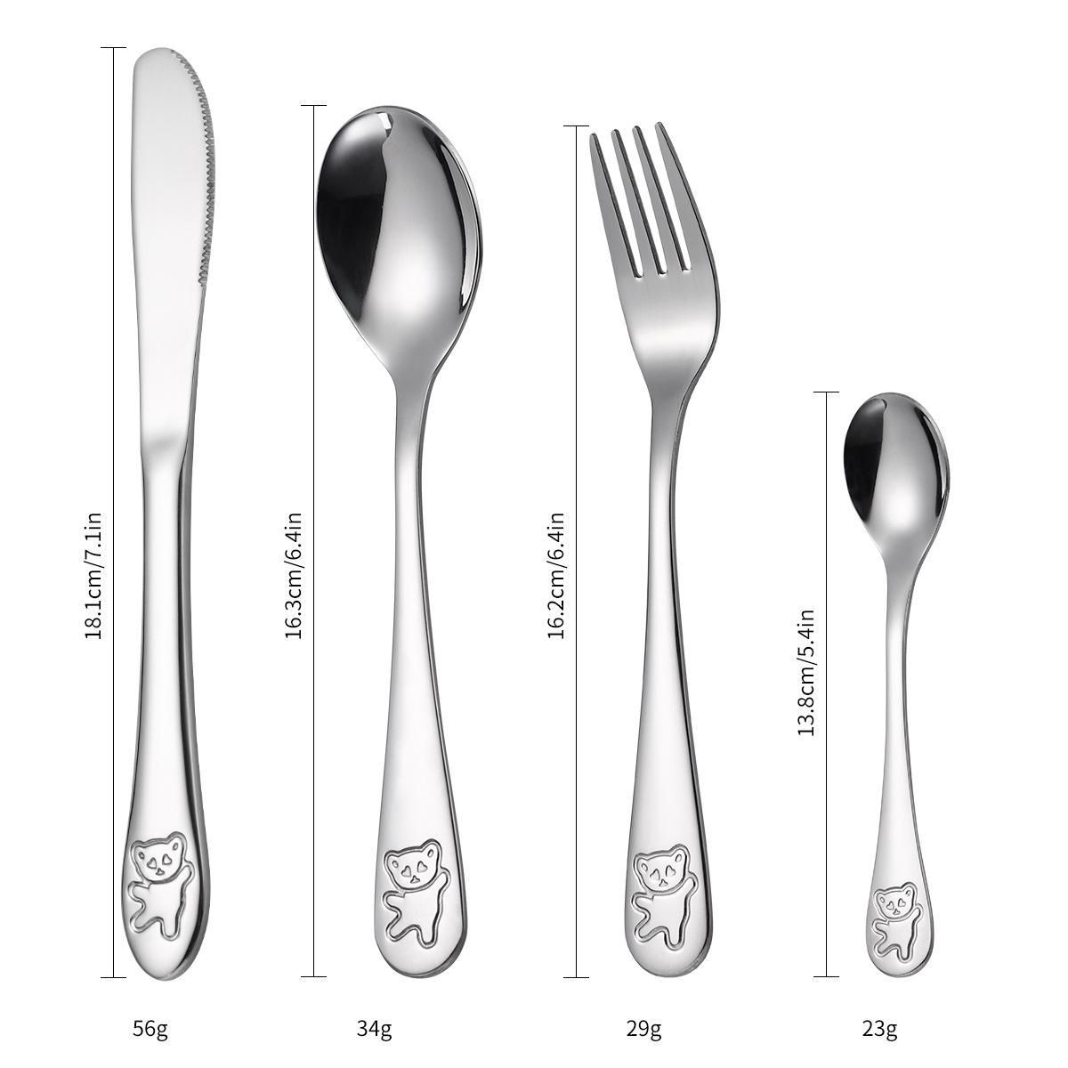 

4 шт. детская столовая посуда из нержавеющей стали, нож, вилка, ложка, набор столовых приборов серебряный