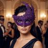 Spitzenverzierte Halloween Cosplay Maske Florales Design Maskenballmaske Kreative Augenmaske Karnevalsparty