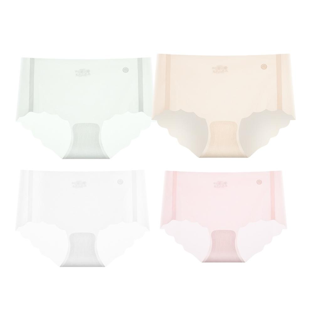 4 Stück/Set Eis-Seiden-Slips Damen-Dessous Schnell trocknend Ultradünn Nahtlos Niedrige Taille Sommer-Unterwäsche Slips