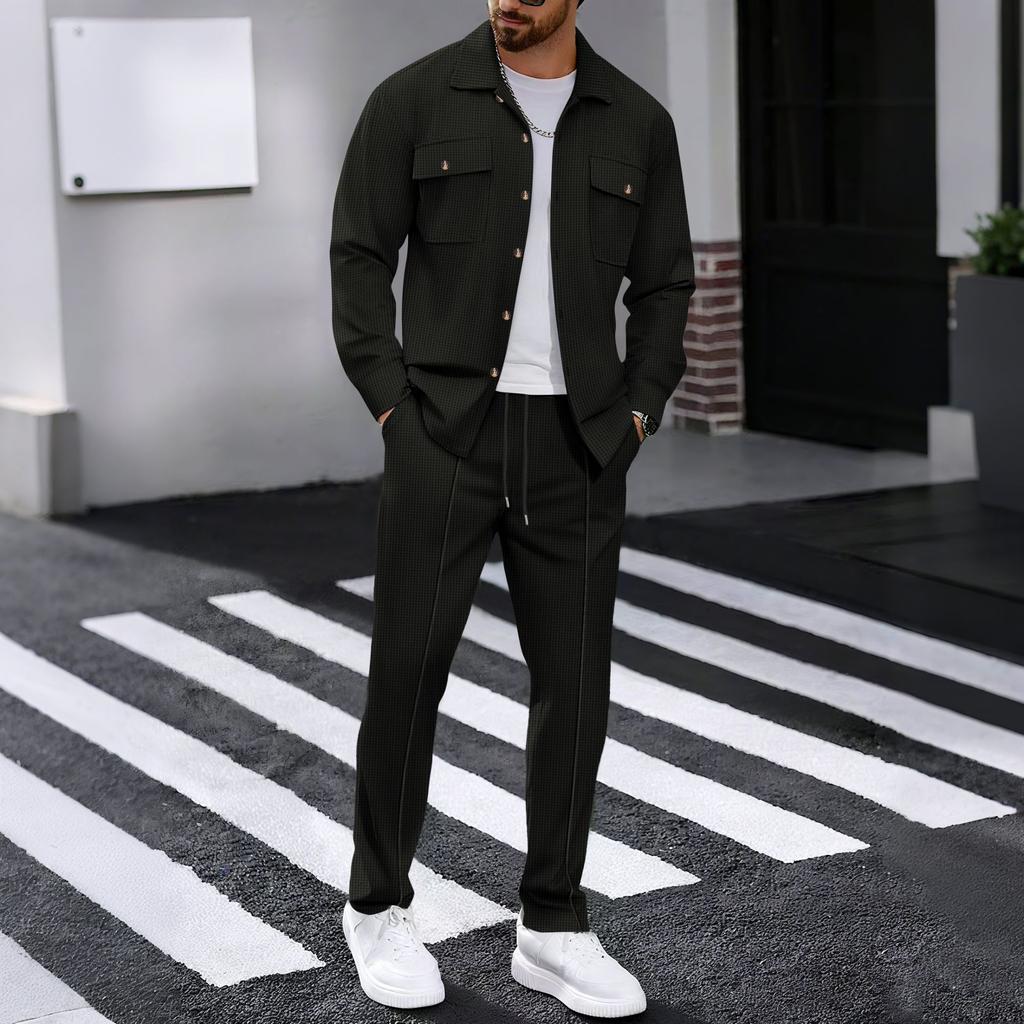 Spring And Autumn Men's Long Sleeved Pants Jackets And Versatile Casual Pants Men's 2pcs Clothing Set