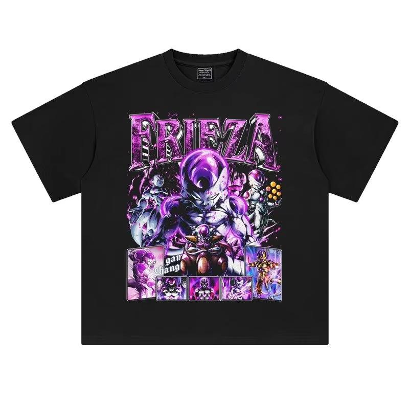 

American Retro Printed Shoulder Loose Five Quarter Sleeve Tshirt for Unisex and Women Dragon Ball Frisa 4XL