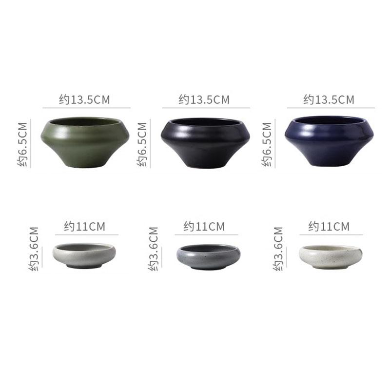 Japanese Vintage Stoneware Bowl Creative Tall Fruit Dishes Ceramic Rice Salad Dessert Bowl Kitchen Spice Plate Kitchen Tableware