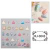 Embossed Cartoon Nail Art Stickers Decals Self-Adhesive Floral Nail Supplies