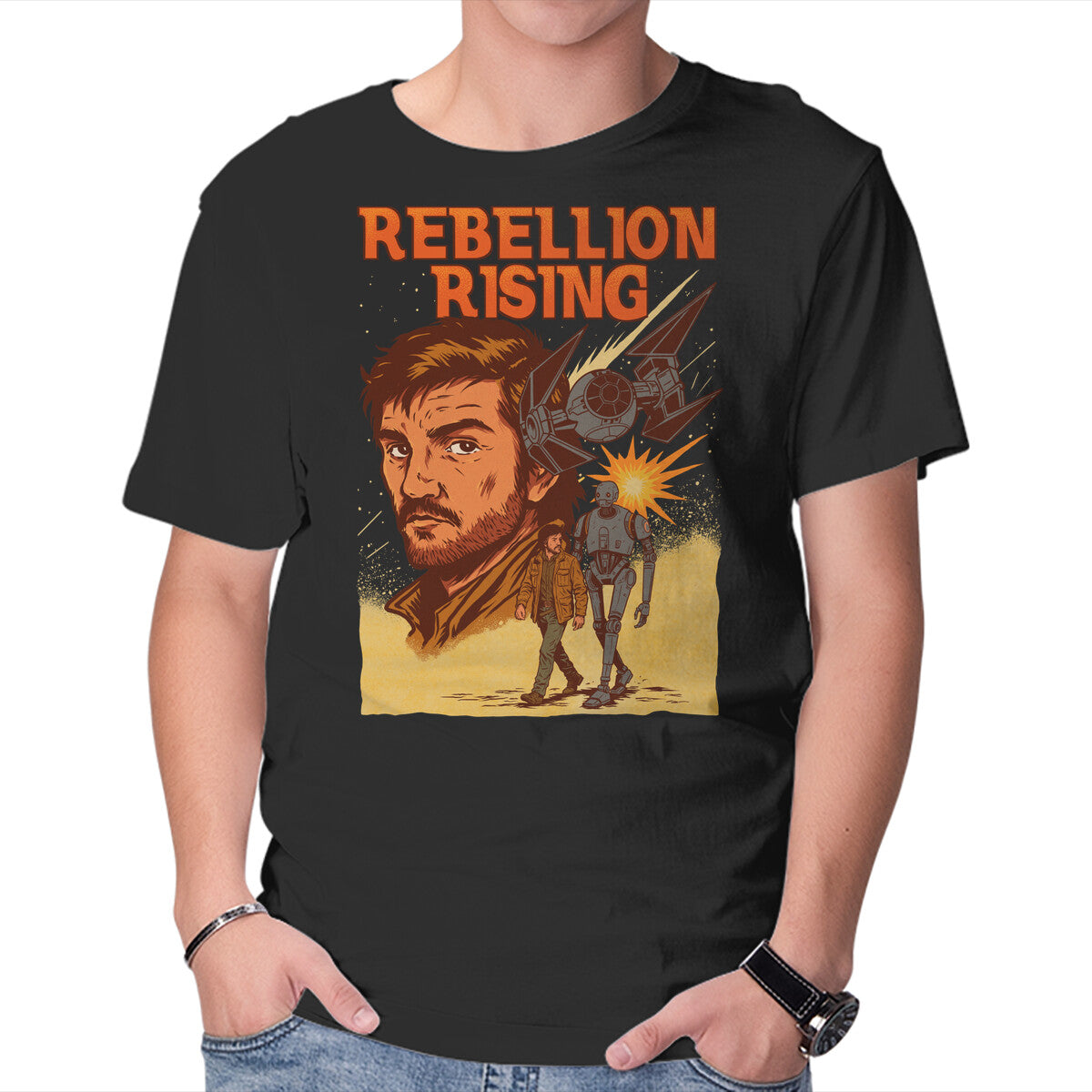 Unisex Crew Neck T-Shirt Rebellion Rising Graphic Short Sleeve Casual Tee XXXL