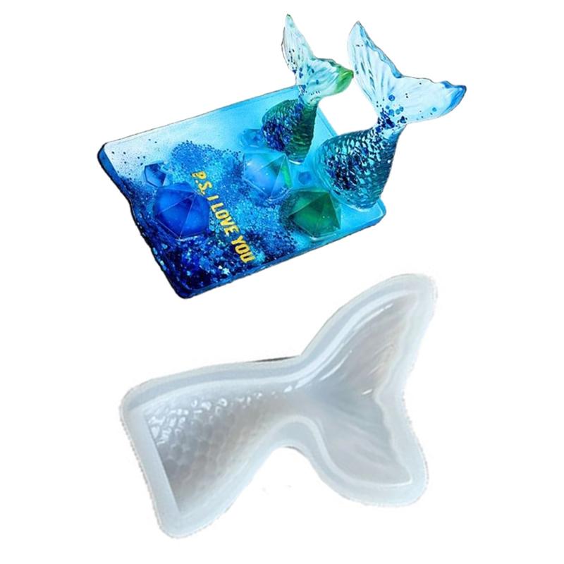 Crystal Epoxy Mold Mer-maid Fish Tail Set Fondant Baking Tool Gypsum Resin Candle Soap Clay Cake Decoration Mold
