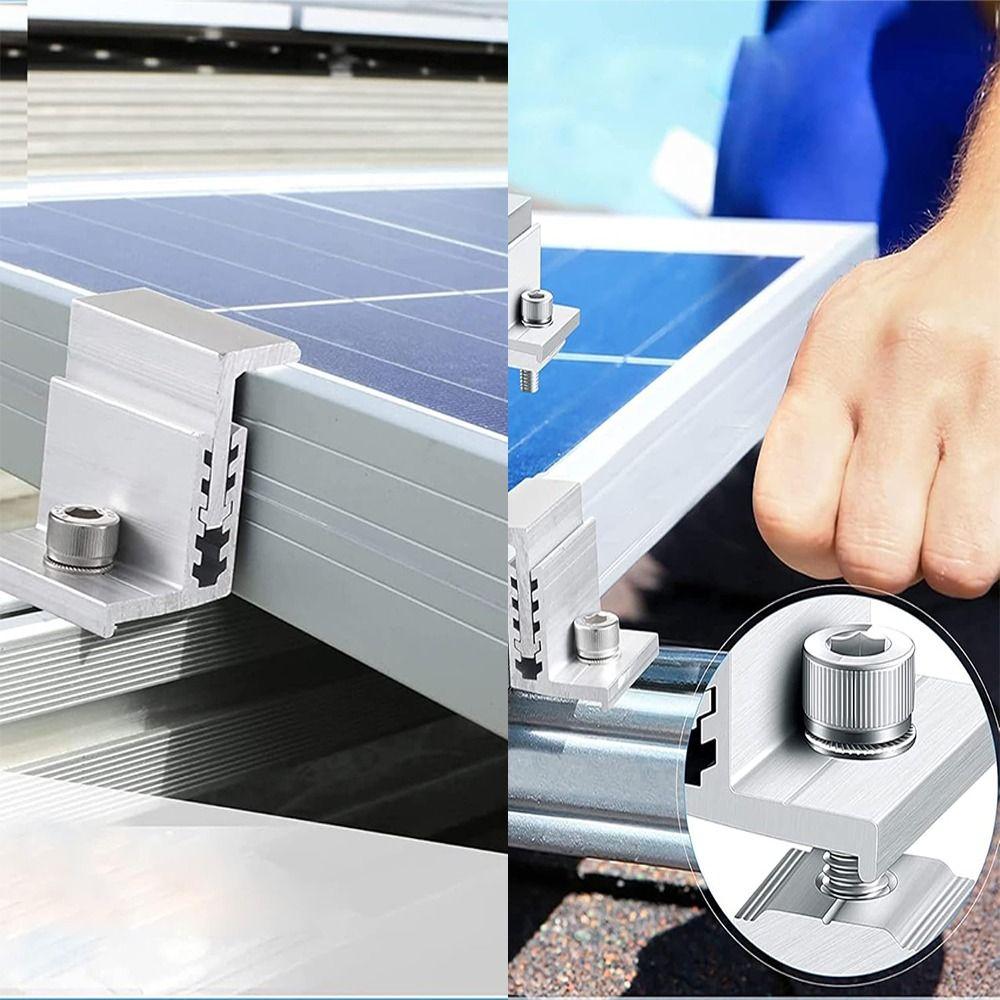 4Pcs Medium Pressure Solar Panel Clamps Aluminum Solar Rail End Clamps  Photovoltaic Support