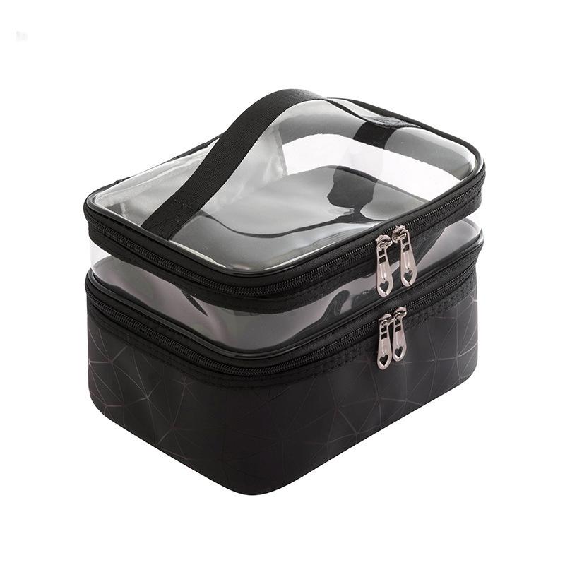 Large Capacity Double Layer Makeup Bag Portable Toiletry Bag with Compartment Travel Makeup Bag for Women Travel Essentials