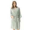 Plain Color Thin Bathrobe Cotton Double Layered Washed Gauze Women's Yukata Kimono Style Women's Nightgown