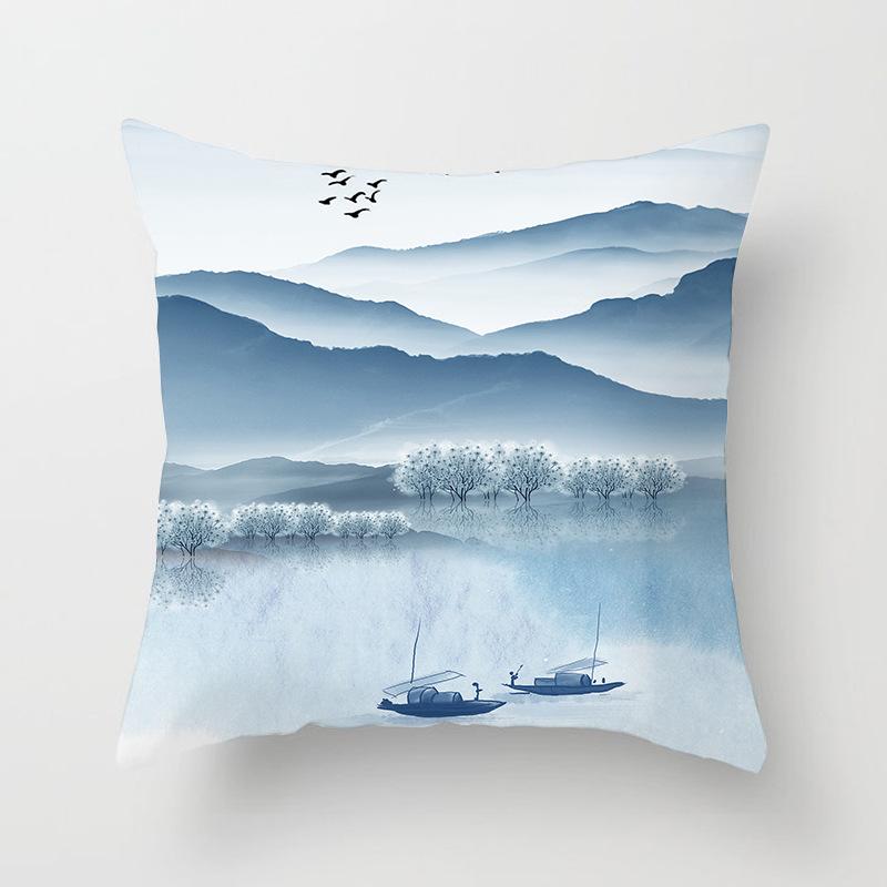 Modern Simple Landscape Car Print Sofa Pillow Cushion Cover Home Soft Furnishings