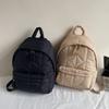 Solid Color Space Cotton Shoulder Bag Nylon Student Schoolbag Vintage Padded Coat Backpack Travel