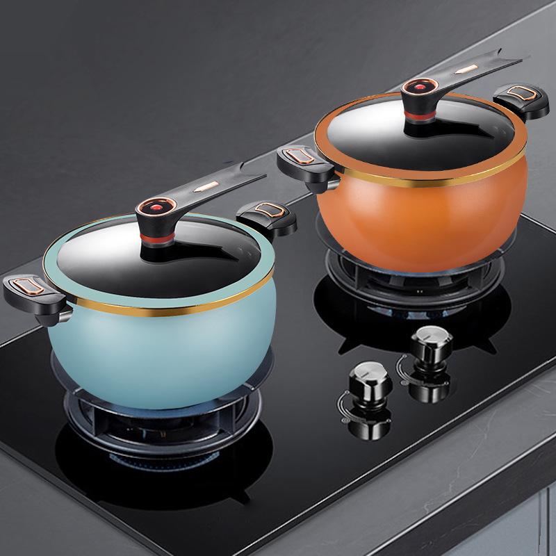 Universal Non-Stick Enamel Micro-Pressure Cooker for Soup and Stew, Compatible with Gas and Induction Stoves