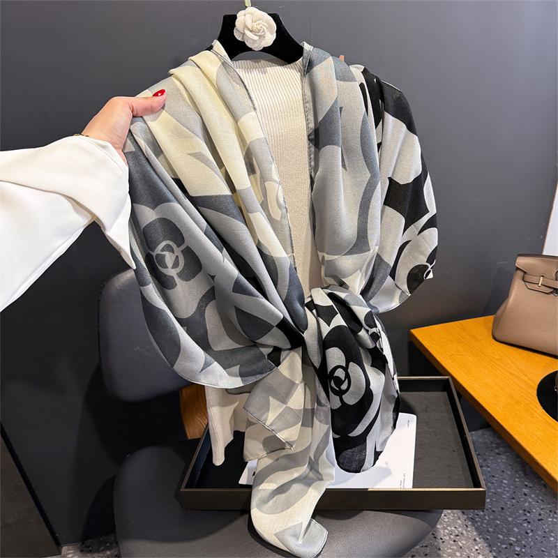 Flower Print Cotton Linen Fashion Luxury Brand Ladies Women Scarf Female Long Shawl Muslim Hijab Wrap Scarves