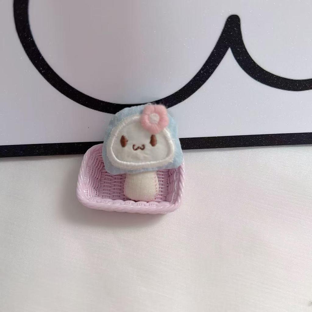 Cute Candy Handmade Fabric Mushroom Hair Clip with Sweet Bag Packaging