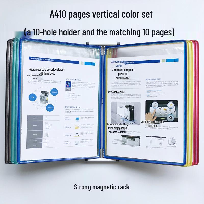 A4 10-Page Strong Magnetic Wall-Mounted Display Folder Rack