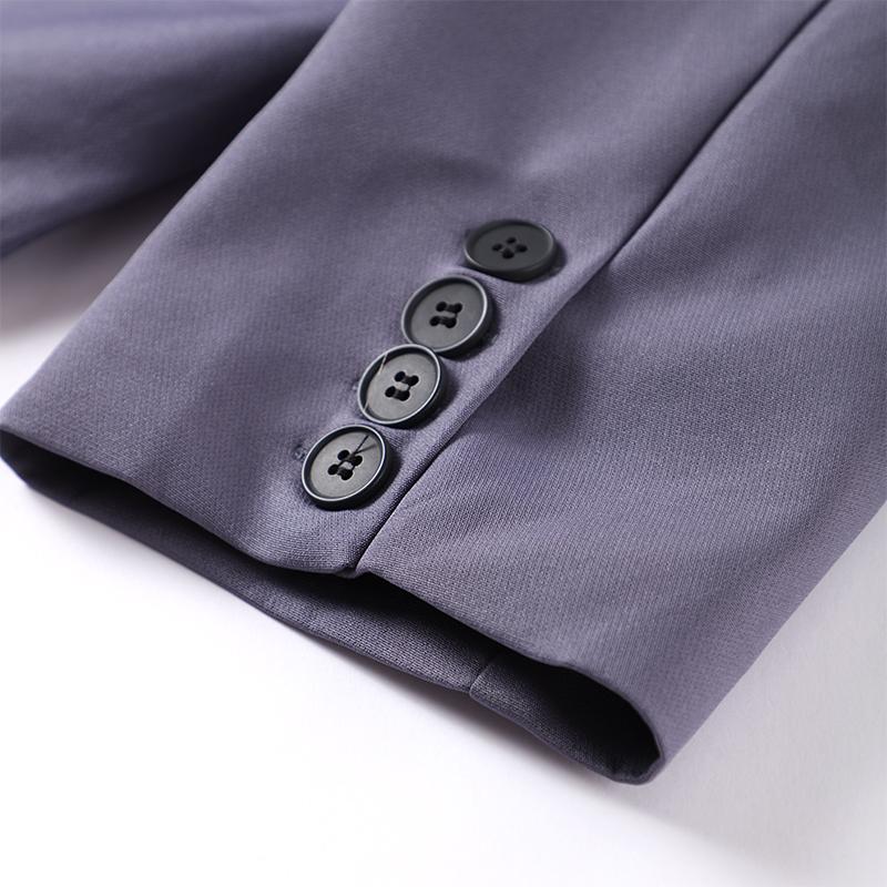 Casual Suit Blazer Coat Women Oversized Double Button Notched Side Slit Jacket Female Autumn Office Shoulder Pads Lady Tops