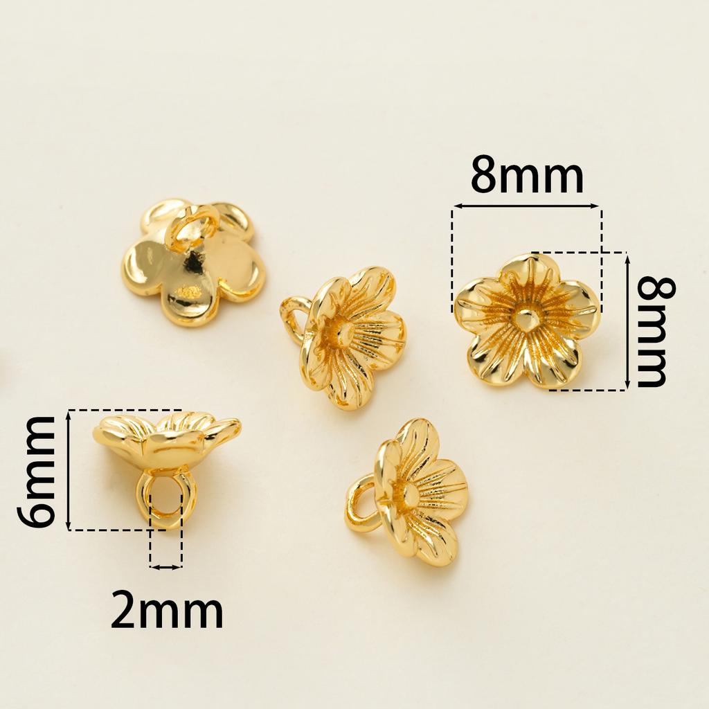 2Piece/Pack 14/18K Gold Color Plated Flower Shape Charms Pendants for DIY Bracelet Necklace Jewelry Making Accessories