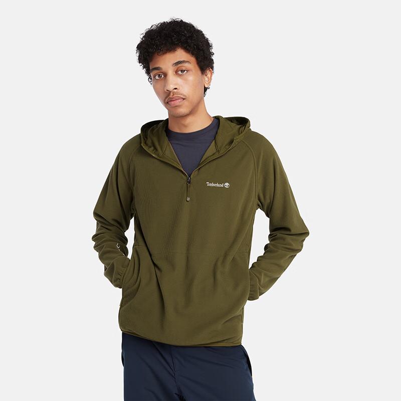 Timberland Logo Embroidered Outdoor Casual Moisture-Wicking Fleece Hooded Jacket Men Jacket Dark-Olive-Green A2KS5-302