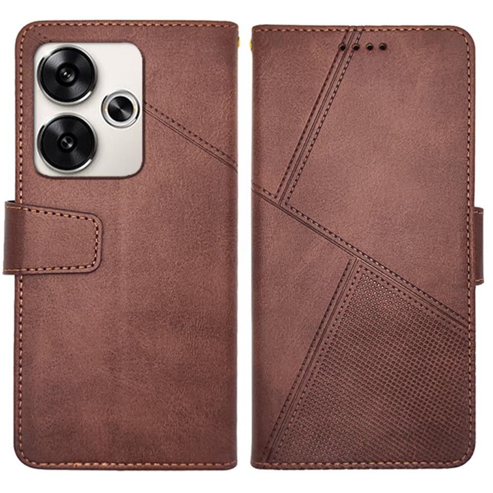 

For Xiaomi Poco F6 5G/Redmi Turbo 3 5G Wallet Case PU Leather Phone Cover Brown
