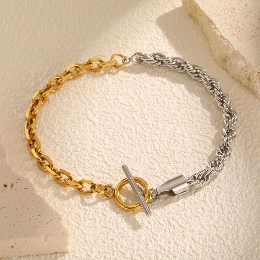 Stainless Steel Twist Batch Corner Chain Bracelet Electric Gold Fashion Accessories Jewelry 2417