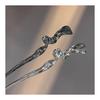 Bâtonnet à Cheveux Kanzashi, à une Dent, Simple Accessoire de Cheveux, Yukata, Argent, Laiton, Plaqué Or, Motif Fleur de Cerisier, Boule en Verre Pendante