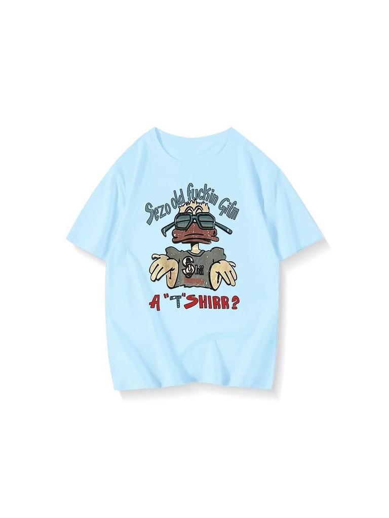 Unisex Oversized Retro Cotton T-Shirt – Short Sleeve Trendy Top for Couples