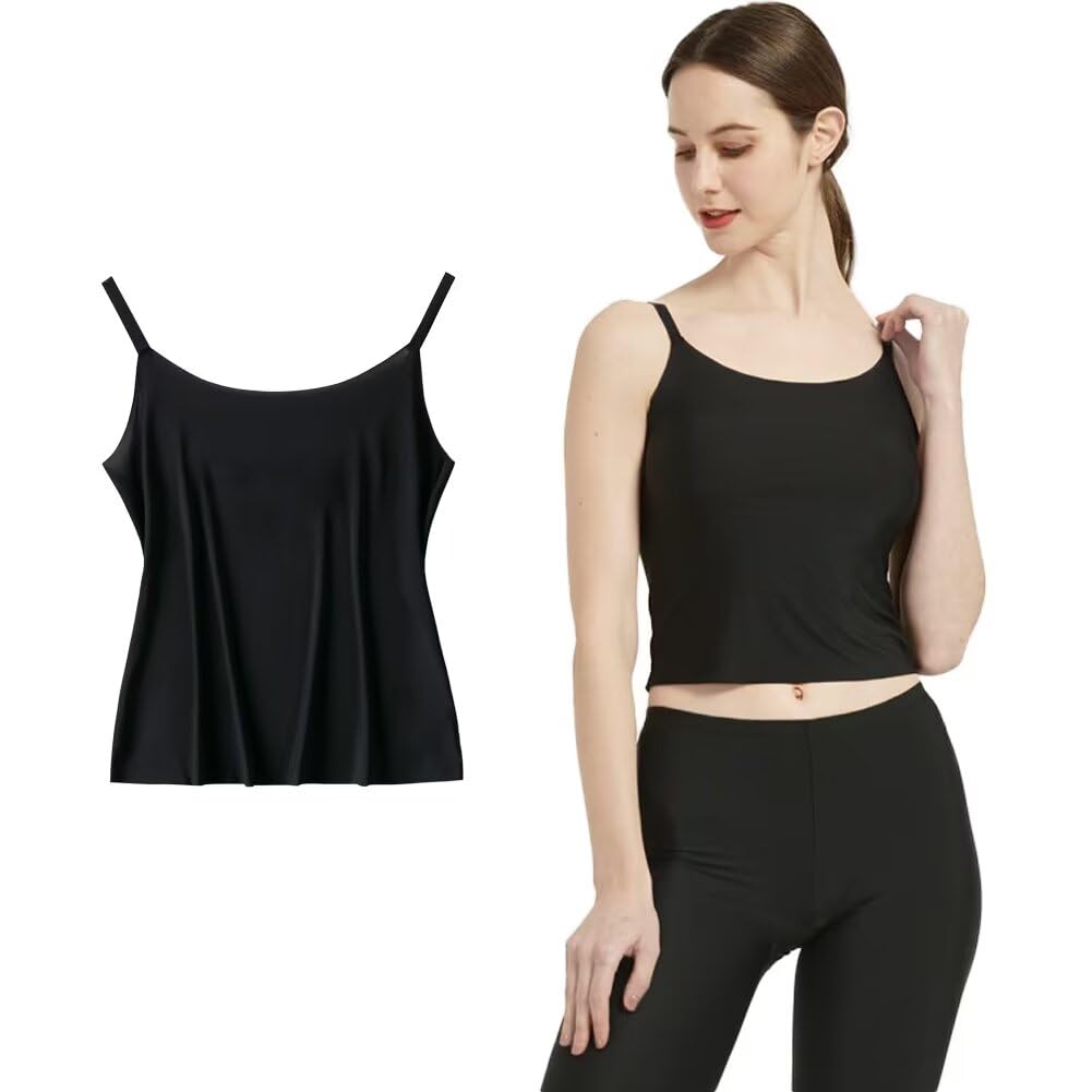 Eukkis Opaque Camisole Tank Top Cooling Underwear for Short Size M Women's - Summer, Smooth, Sweat-Wicking, Quick-Drying, Non-Slip, Anti-Static,