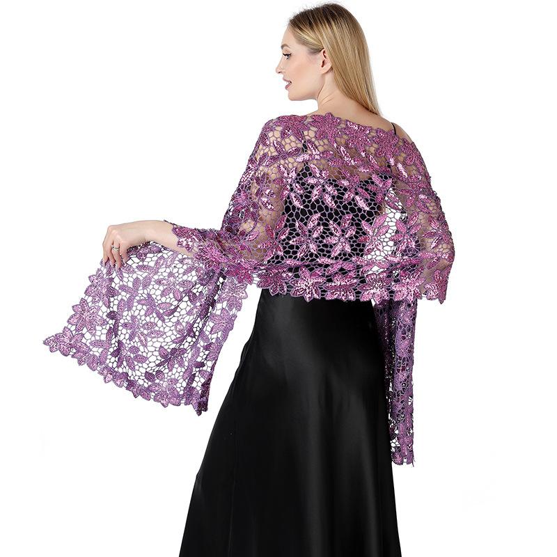Shiny Sequin Tassel Shawl Wrap Dinner Party Shawl Wedding Bride Shawl Evening Dress Scarf