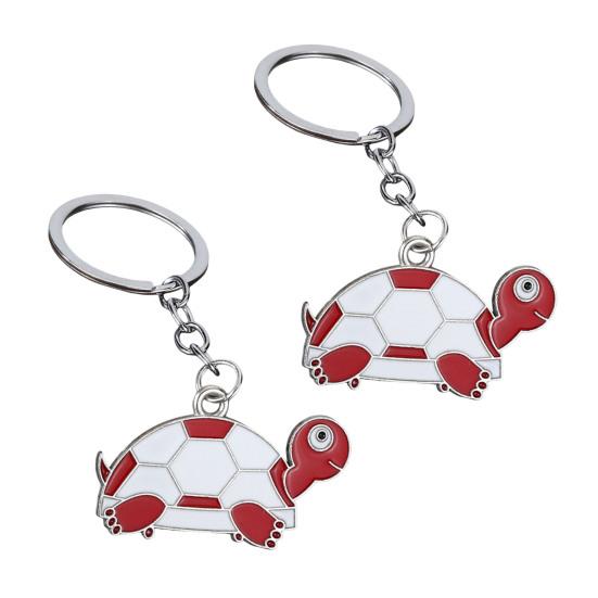 2Pcs Keychain Pendant Metal Key Ring with Chain Design Cartoon Turtle Shape Enamel Key