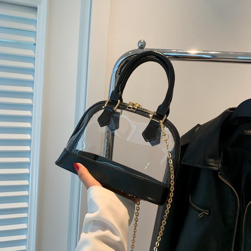 Elegant Medium Shell Bag Unique Street Style Handbag With Magnetic Closure For Everyday чёрный