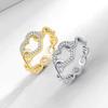 European-American Cross-border Hollow Heart Rhinestone Ring & Women's Heart-shaped Chain Bracelet Jewelry Set