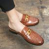 2024 summer new large size British style bag head slippers men wear heelless lazy shoes teenagers small leather shoes