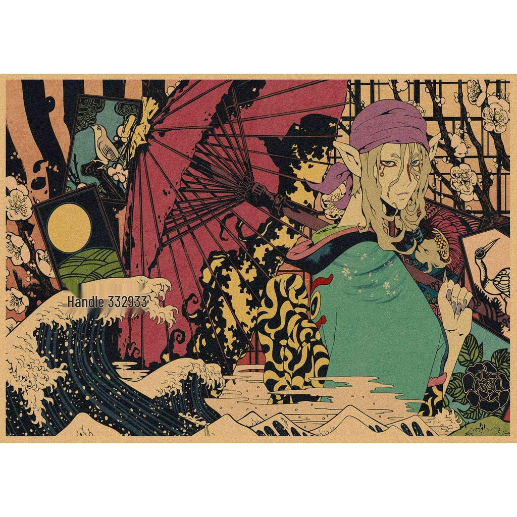 Retro Japanese Anime Cat Monster Poster - Ukiyo-e Style Wall Art