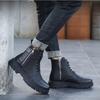Fashion Autumn Winter Cow Leather Boots for Men Fashion Casual Soft Sole Platform Shoes Male Designer Retro Black Zipper Work Boots Men