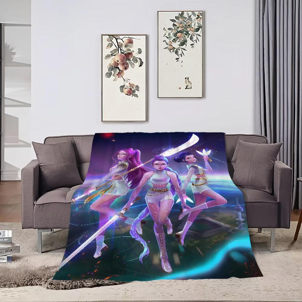 Blanket KPop warm soft Demon plush blanket for sofa living room office bedroom travel Hunters gift Flannel