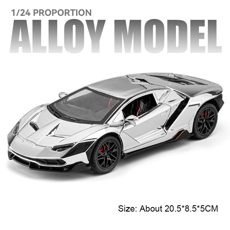 1:24 Scale LP770 Revuelto Sports Car Model Toy Adjustable Tail Fin Sound Light Shock Absorption Models Kids Holiday Presents