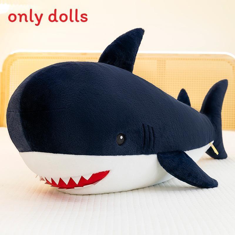 

Shape Shark Animal Pillow Filled With Embroidery Design For Relaxing And Resting Deep Blue,80cm