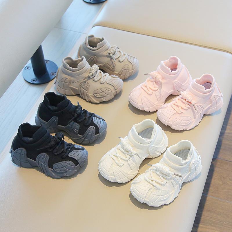 Children's sports shoes, spring and autumn boys' casual shoes, mesh shoes, fly woven girls' socks shoes, baby white shoes