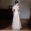 Champagne Evening Dress Skirt Female Birthday Bar Mitzvah Princess Style Banquet Engagement Skirt High-end Light Luxury Annual Meeting Host