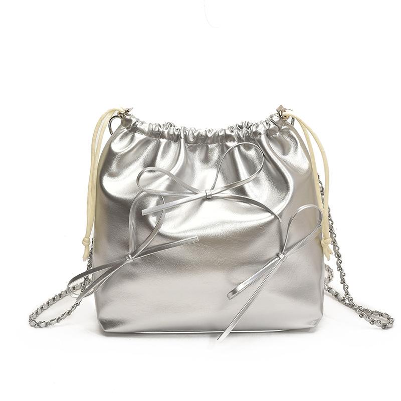 Popular Small Bag Women's 2025 New Summer Casual Fashion Shoulder Messenger Bag Simple Double Shoulder Bucket Bag